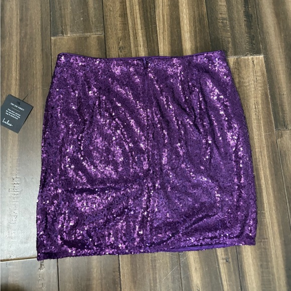 NWT Lulus plus size Purple Sequin Mini Skirt Fitted Gatsby Fun Glitter Halloween - Picture 5 of 9